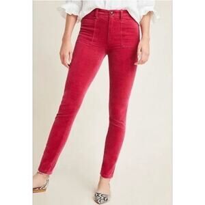2/$30 Pilcro Anthropologie High-Rise Skinny Corduroy Pants Red Size 27